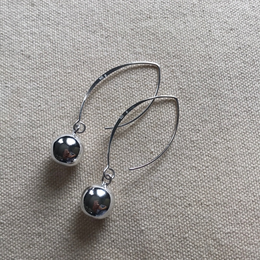 Silver ball drop earrings